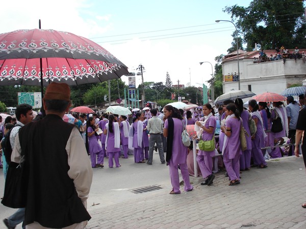 Students revolting agaist the education ministry in front of Thamel