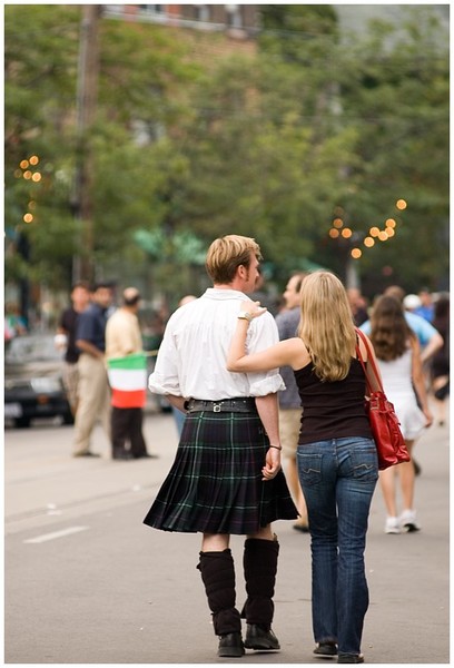A Scottish Highlander (I guess) at Little Italy for victory celebration (Toronto)