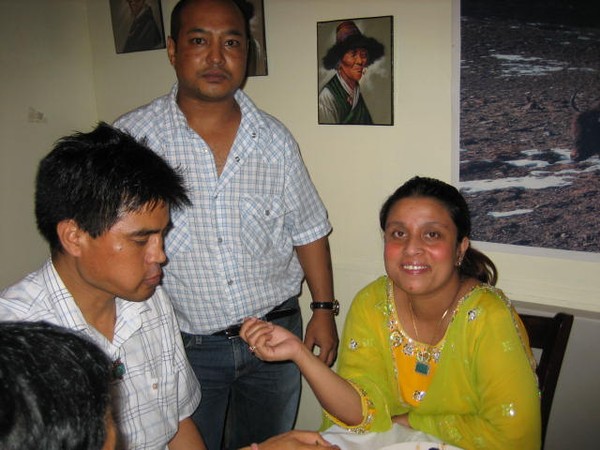 Taking a break eating Chura, aloo and masu.Nuchhe, Shisir and Sapana.