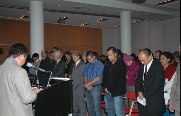 A moment of silence being observed.