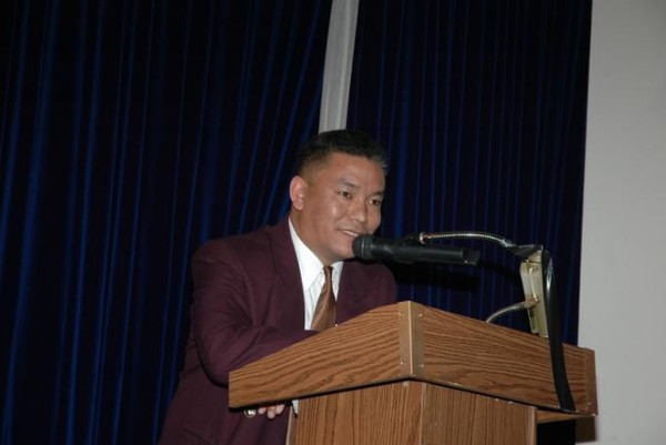 Himalaya Community's president Lobsang T. Salaka welcoming the audience.